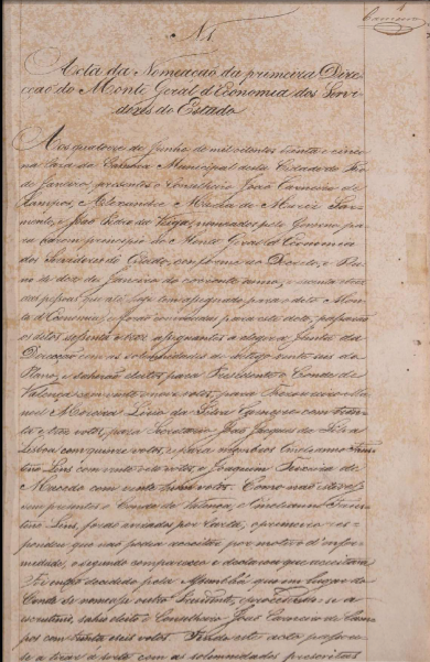 Ata de 1835 - Nomeação da Primeira Diretoria