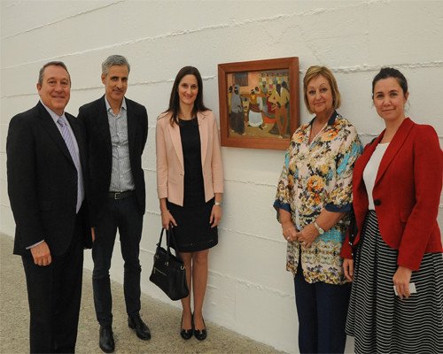 Obra: Candombe, de Pedro Figari Da esquerda para a direita: Luis Gutiérrez (presidente do GRUPO SEGURADOR BANCO DO BRASIL E MAPFRE em Auto, Seguros Gerais e Affinities), Adriano Predosa (diretor Artístico do MASP), Flavia Pisano (consul geral do Uruguai em São Paulo), Liliam Kechichian (ministra de Turismo do Uruguai) e Melissa Rosano (consul geral Adjunta do Uruguai em São Paulo)