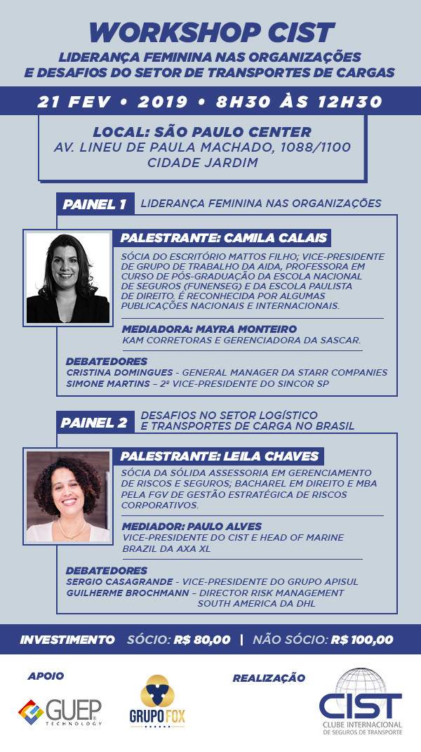 Workshop CIST - Liderança feminina nas organizações e desafios do setor de transporte de cargas